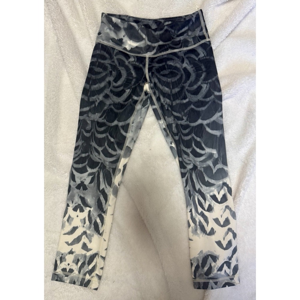 Lululemon Wunder Under Cropped Mid Rise Leggings Black White Navy Women's Size 2